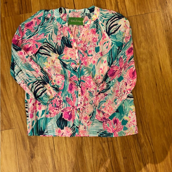 Lilly Pulitzer Button Front Elsa in Via Flora Size XL NWT! - Picture 2 of 4